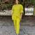 Lime cotton embroidered co-ord set with matching pants