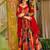 Red rayon digital print anarkali gown with georgette dupatta