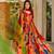 Red rayon digital print anarkali gown with georgette dupatta