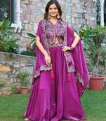 Purple Pure Fendy Silk Embroidered Wedding Lehenga Choli with Dupatta