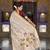 Cream color cotton silk fabric rich wevon meenakari designer ceremonial saree