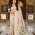 Cream color cotton silk fabric rich wevon meenakari designer ceremonial saree