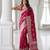 Cherry color lichi silk fabric woven silver jari designer saree