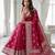 Cherry color lichi silk fabric woven silver jari designer saree