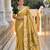 Mustard color cotton silk fabric rich wevon meenakari designer ceremonial saree