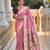 Pink color cotton silk fabric rich wevon meenakari designer ceremonial saree