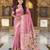 Pink color cotton silk fabric rich wevon meenakari designer ceremonial saree
