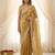 Gold color smart frendy satin fabric bollywood style ceremonial saree