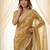 Gold color smart frendy satin fabric bollywood style ceremonial saree