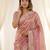 Pink color smart frendy satin fabric bollywood style ceremonial saree