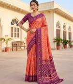 Gajri color patola silk saree with special woven meenakari jacquard designer saree