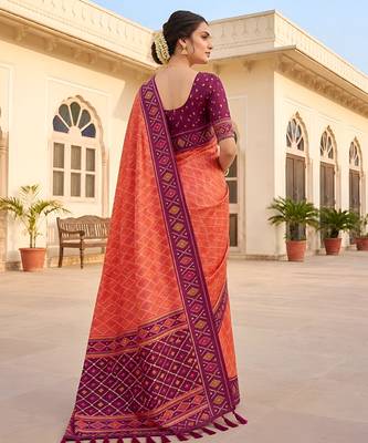 Gajri color patola silk saree with special woven meenakari jacquard designer saree 2