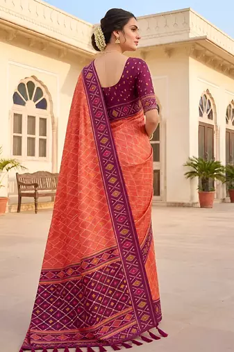 Gajri color patola silk saree with special woven meenakari jacquard designer saree