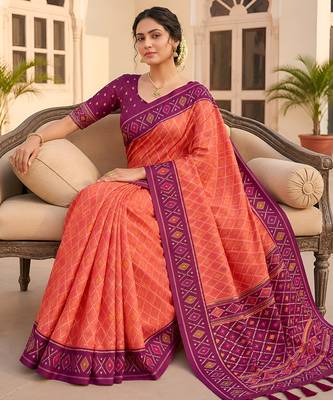 Gajri color patola silk saree with special woven meenakari jacquard designer saree 4