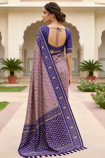Grey color patola silk saree with special woven meenakari jacquard designer saree