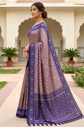 Grey color patola silk saree with special woven meenakari jacquard designer saree