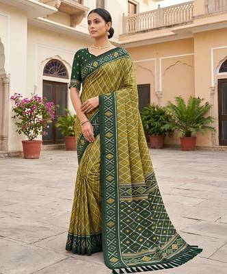 Mahendi color patola silk saree with special woven meenakari jacquard designer saree 1