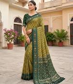 Mahendi color patola silk saree with special woven meenakari jacquard designer saree