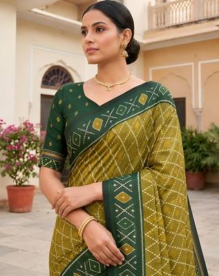 Mahendi color patola silk saree with special woven meenakari jacquard designer saree 3