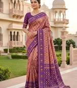 Onion color patola silk saree with special woven meenakari jacquard designer saree