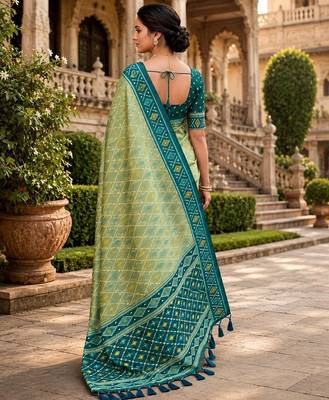 Pista color patola silk saree with special woven meenakari jacquard designer saree 2