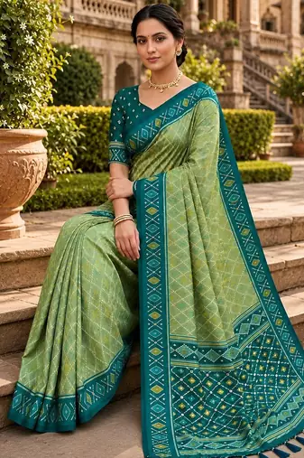Pista color patola silk saree with special woven meenakari jacquard designer saree