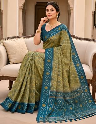Green color patola silk saree with special woven meenakari jacquard designer saree 5