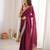 Maroon color fendy satin fabric beautiful sequins embroidered ceremonial saree