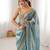 Sky blue color fendy satin fabric beautiful sequins embroidered ceremonial saree