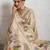 Beige color smart and beautiful linen printed casual saree