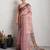 Pink color smart and beautiful linen printed casual saree