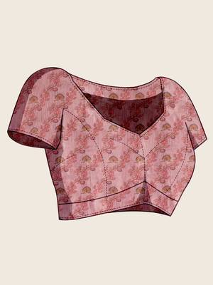 Pink color smart and beautiful linen printed casual saree 5