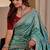 Sea green color smart art silk saree with embroidered work and table printed bandhej traditonal saree