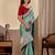 Sea green color smart art silk saree with embroidered work and table printed bandhej traditonal saree