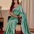 Sea green color smart art silk saree with embroidered work and table printed bandhej traditonal saree