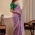 Purple color smart art silk saree with embroidered work and table printed bandhej traditonal saree