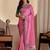 Pink color smart art silk saree with embroidered work and table printed bandhej traditonal saree