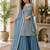 Blue fox georgette embroidered kurta palazzo set with dupatta