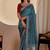 Teal blue color smart art silk saree with embroidered work and table printed bandhej traditonal saree