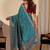 Teal blue color smart art silk saree with embroidered work and table printed bandhej traditonal saree