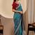 Teal blue color smart art silk saree with embroidered work and table printed bandhej traditonal saree