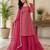Rani pink fox georgette embroidered kurta palazzo set with dupatta