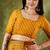 Yellow color chiffon fabric designer printed ready to wear ethnic party saree