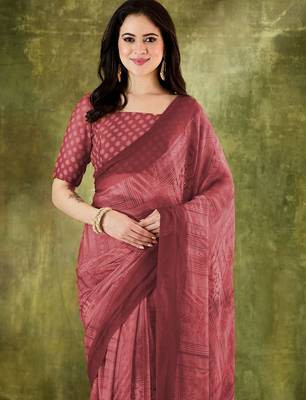 Brown color chiffon fabric designer printed ready to wear ethnic party saree 3