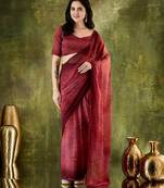 Maroon color chiffon fabric designer printed ready to wear ethnic party saree