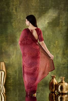 Maroon color chiffon fabric designer printed ready to wear ethnic party saree 2