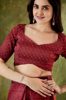 Maroon color chiffon fabric designer printed ready to wear ethnic party saree 5