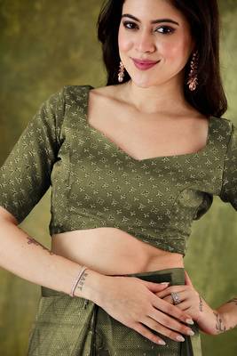 Mahendi color chiffon fabric designer printed ready to wear ethnic party saree 5