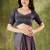 Purple color chiffon fabric designer printed ready to wear ethnic party saree