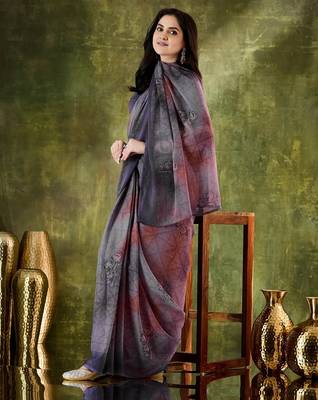 Purple color chiffon fabric designer printed ready to wear ethnic party saree 5